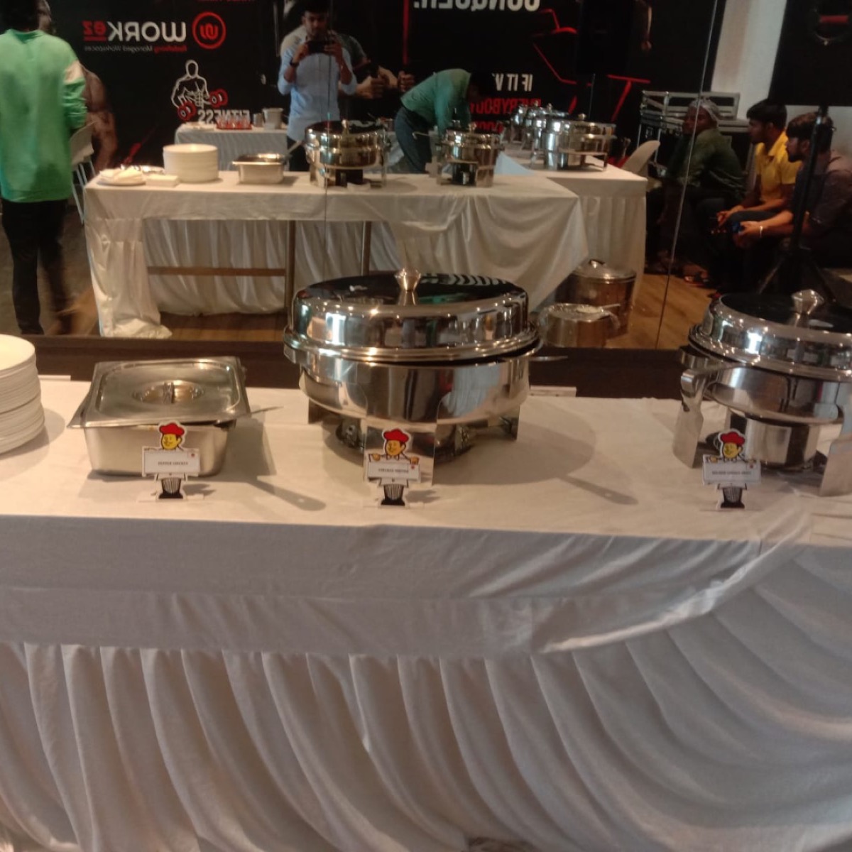 Serving guests at a catered event